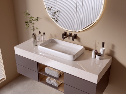 Modern Bathroom Cabinet Bathroom Counter Basin Mirror Cabinet Sink