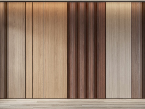 Modern wood veneer Panel wall trim modeling Wall