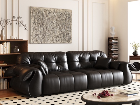 modern double sofa coffee table leather sofa