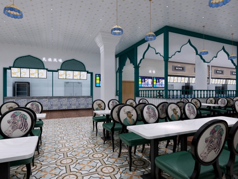 Ethnic style canteen halal DiningRoom school canteen staff canteen