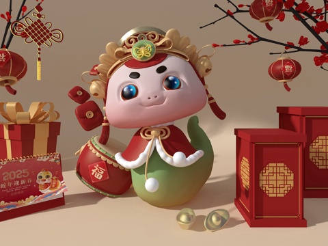 New Year's Beauty Chen Cartoon Beauty Chen Spring Festival Beauty Chen