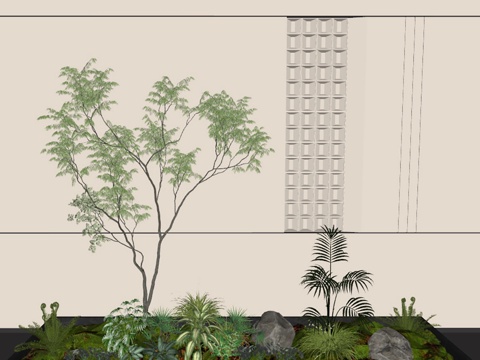 Flower pond landscape landscaping courtyard sketch