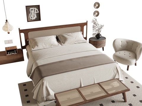 Wabi-sabi Style Double Bed