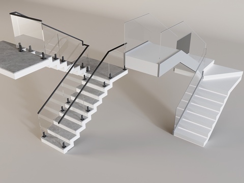 Modern Handrail Glass Stairs Corner Stairs