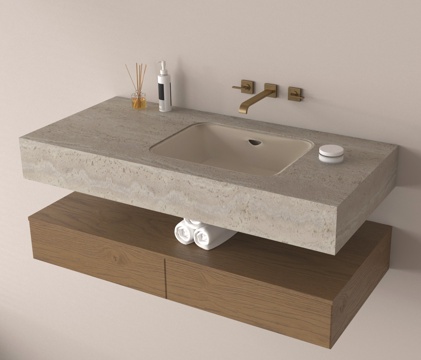 Modern wall-mounted bathroom cabinet with basin