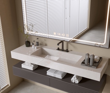 Modern Bathroom Cabinet Bathroom Counter Basin Mirror Cabinet Sink