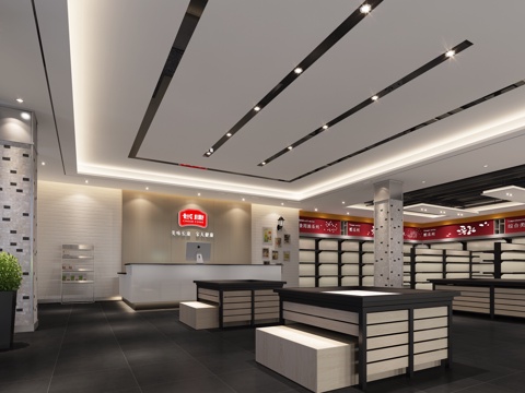 Modern Supermarket Front Desk Cashier Hall Department Store