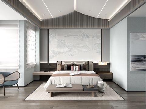 Neo-Chinese Style Villa Bedroom