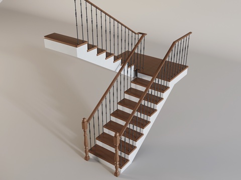 Mid-century Style solid wood stair stair guardrail