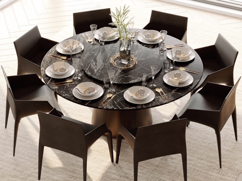 Modern round dining table and chair