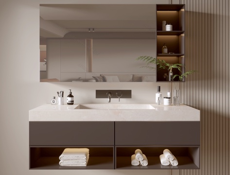 Modern Bathroom Cabinet Bathroom Counter Basin Bathroom Decoration Mirror Cabinet Sink