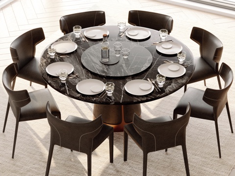 Modern round dining table and chair