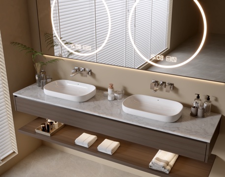 Modern Bathroom Cabinet Bathroom Counter Basin Bathroom Decoration Mirror Cabinet Sink