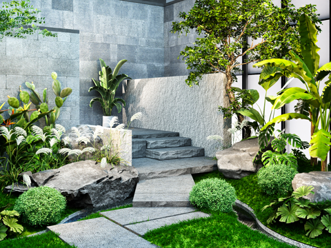 Modern Garden Landscape Steps Ting Stone Plant Landscape