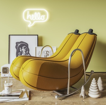 Cream Style Casual Chair Banana Chair Rocking Chair