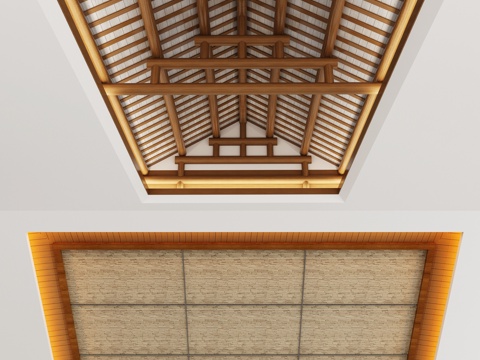 Neo-Chinese Style Ceiling with Wood Structure