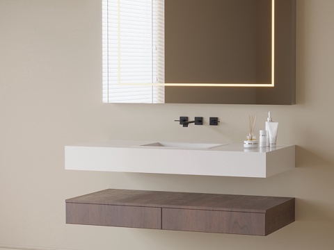 Hanging bathroom cabinet wash basin