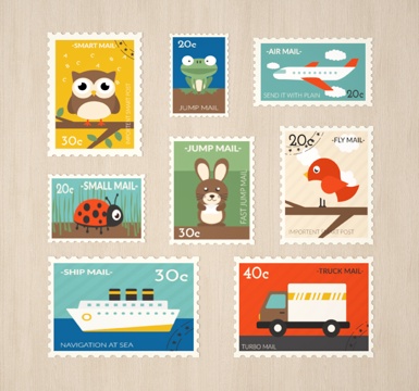 Cute cartoon animal stamps