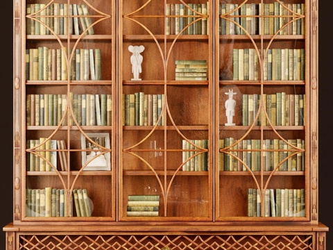 European-style Solid Wood Bookcase Glass Bookcase