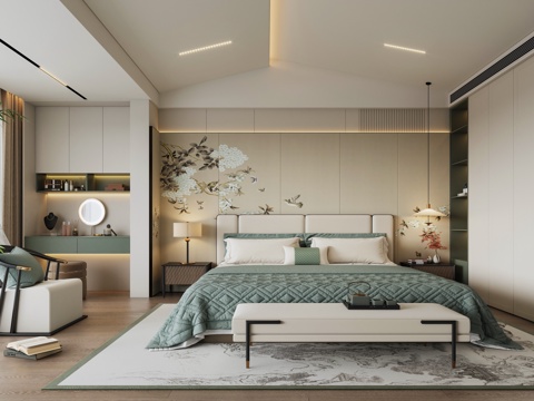 New Chinese-style master bedroom