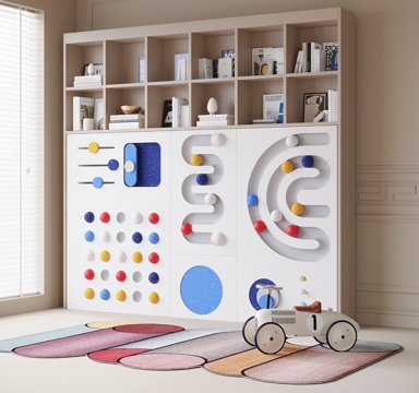 Modern children's bookcase children's carpet puzzle interactive wall