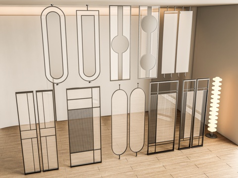 New Chinese-style partition screen glass partition