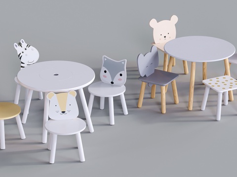 Modern Kindergarten Table and Chair Animal Shape Chair Toy Table