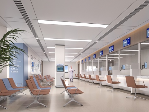 waiting area in the blood drawing hall of modern hospital