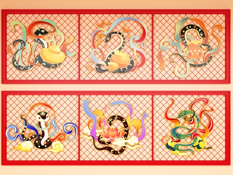 Year of the Snake Zodiac 2D Silhouette