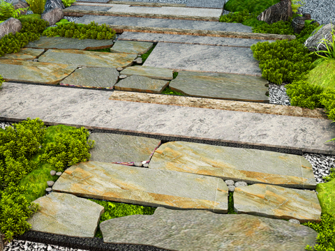 Modern Micro-terrain Stone Tingbu Courtyard Sparkies Fern Moss Dry Landscape