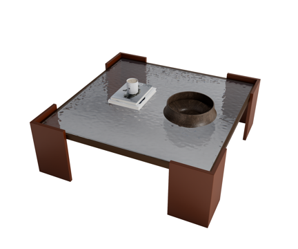 Modern Coffee Table Square Coffee Table Water Corrugated Coffee Table