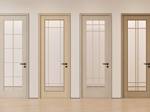 Neo-Chinese Style Single Door Bathroom Door Wooden Door Changhong Glass Door