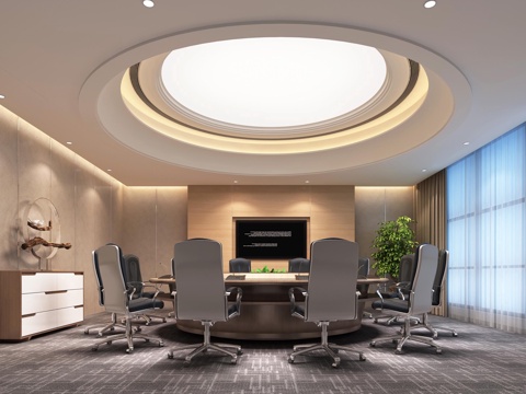 Modern Reception Room Round Conference Table