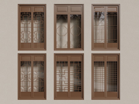 New Chinese-style sliding door grille door wooden door