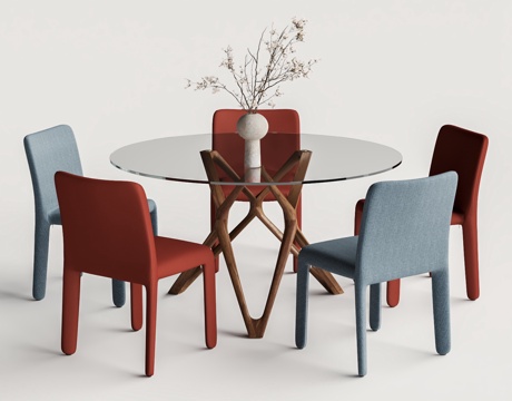 Molteni & C Dining Table Round Glass Dining Table and Chair