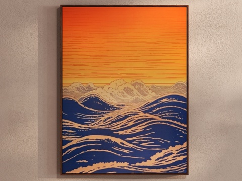 Japanese wave landscape painting art hanging painting