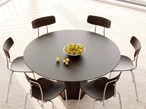 Modern round dining table and chair