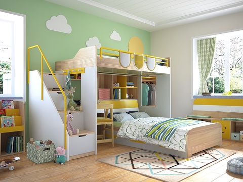 Modern kids Bed High and Low Bed