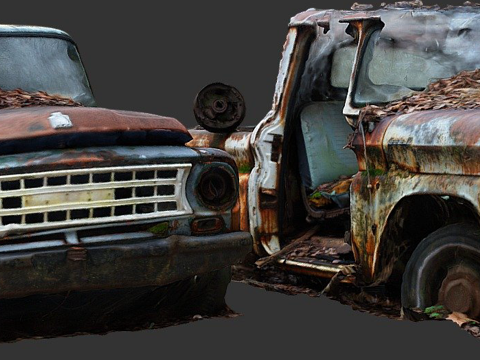 Two abandoned trucks