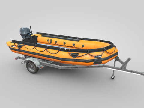 Lifeguard rescue boat with trailer