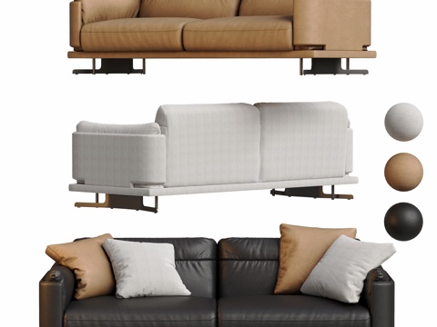 Leather sofa double sofa