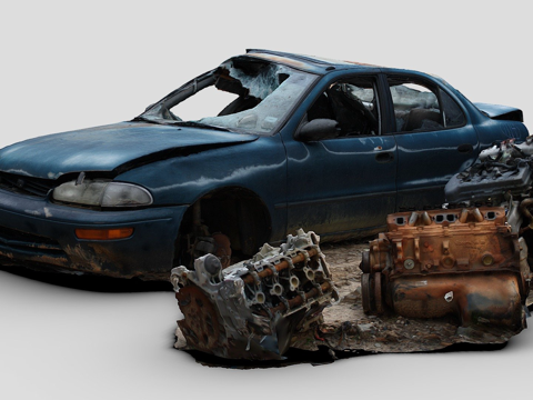 Wreck car with engine