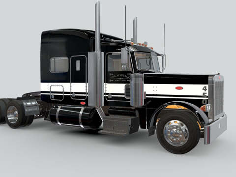 Black semi-trailer truck