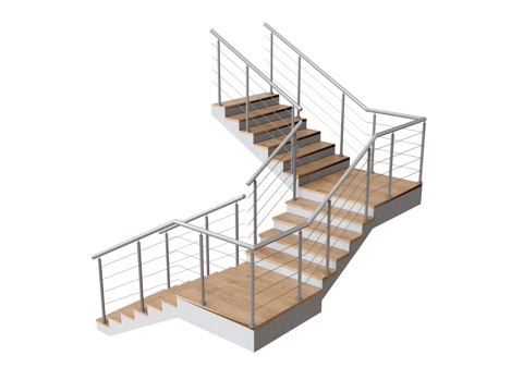 Industrial wind corner stair handrail stair