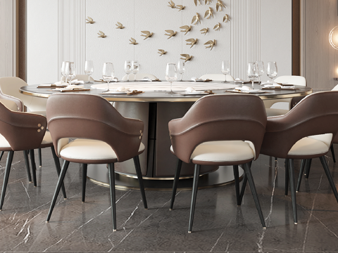 Modern round dining table and chair