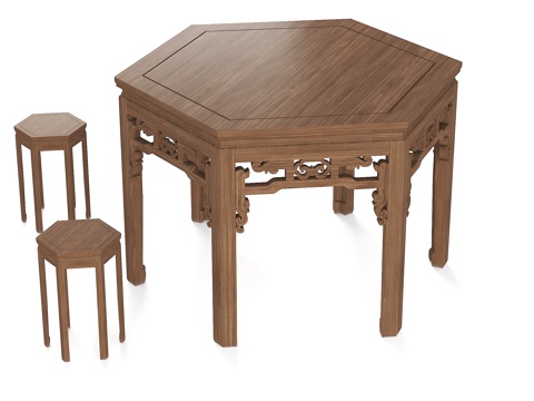 Chinese Dining Table Hexagonal Table Wooden Table