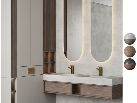 Modern bathroom cabinet double basin sink