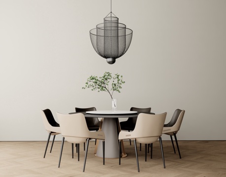 Modern round dining table and chair