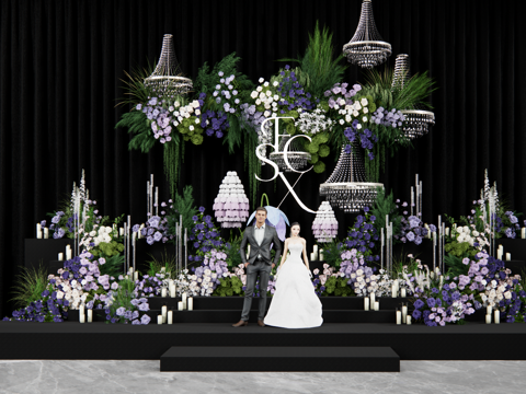 Niche Crystal Chandelier floral wedding design