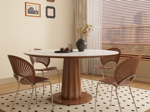 Mid-century Style dining table and chair round dining table